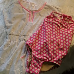 CREWCUTS toddlers pink bathingsuit with co…